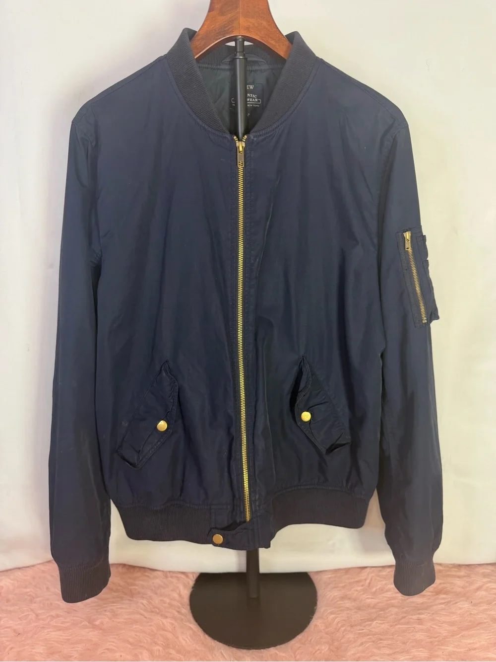 J Crew - Navy Bomber Jacket with Gold Hardware - Size M